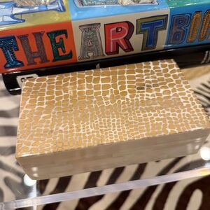 NWT C. Wonder Snakeskin Decorative Box Ivory Gold Trinket Jewelry Box